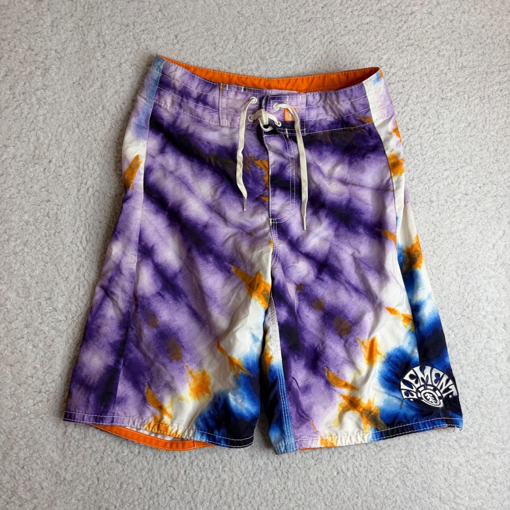 Element Tie Dye Board Shorts Mens 28 Purple Blue Orange Swim Trunks Y2K Skate